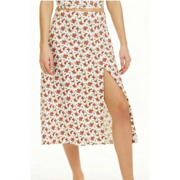 Daniel Bernstein Plus Size Skirt Size 1X Front Slit Small Rose Print Side Zip - Picture 9 of 10